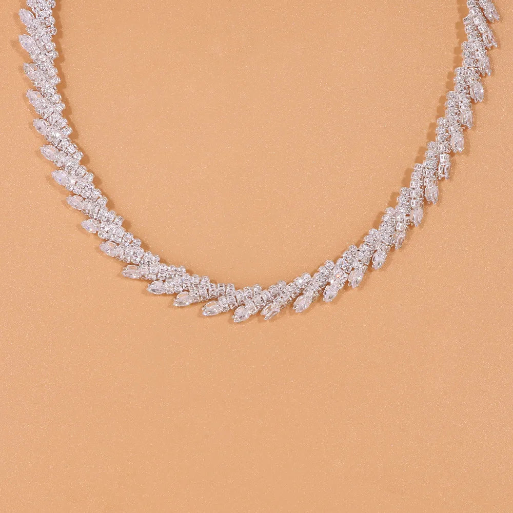 Stonefans Fashion Crystal Geometric Bridal Jewelry Sets Rhinestone Necklace Earrings Wedding Dubai Jewelry Set Accessory Ladies - Hiron Store