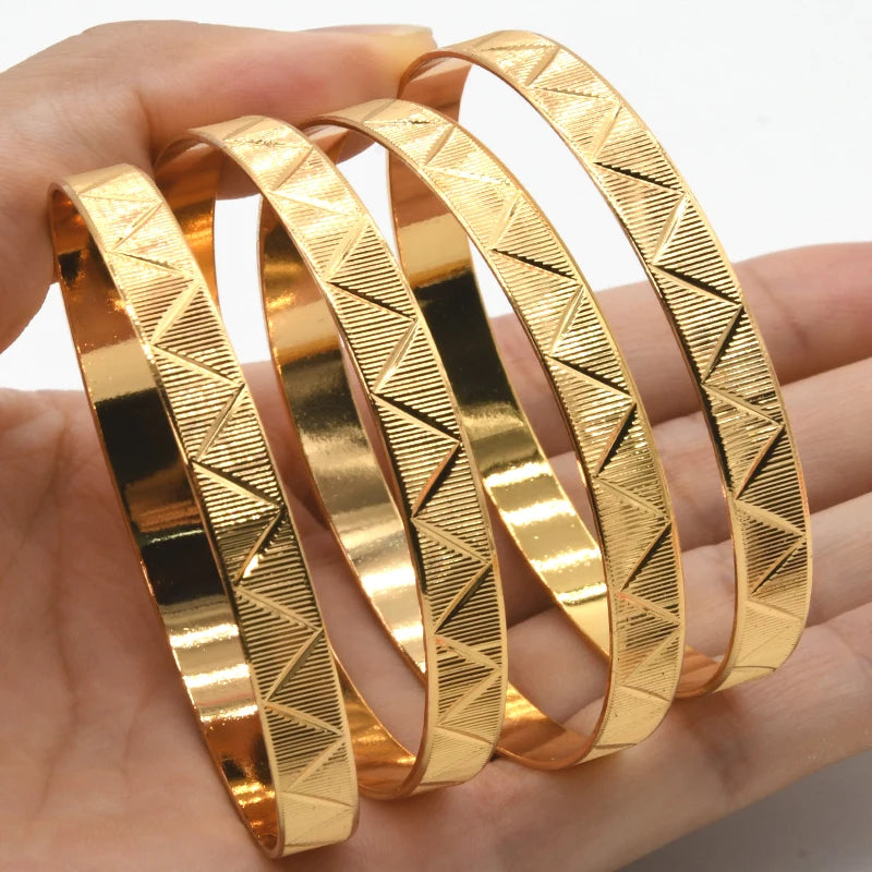 ANIID Women Charm Bracelet Bangle 24K Gold Color Jewelry Dubai Flower Bangle Brand African Designer Ethiopian Hawaiian Jewelry - Hiron Store