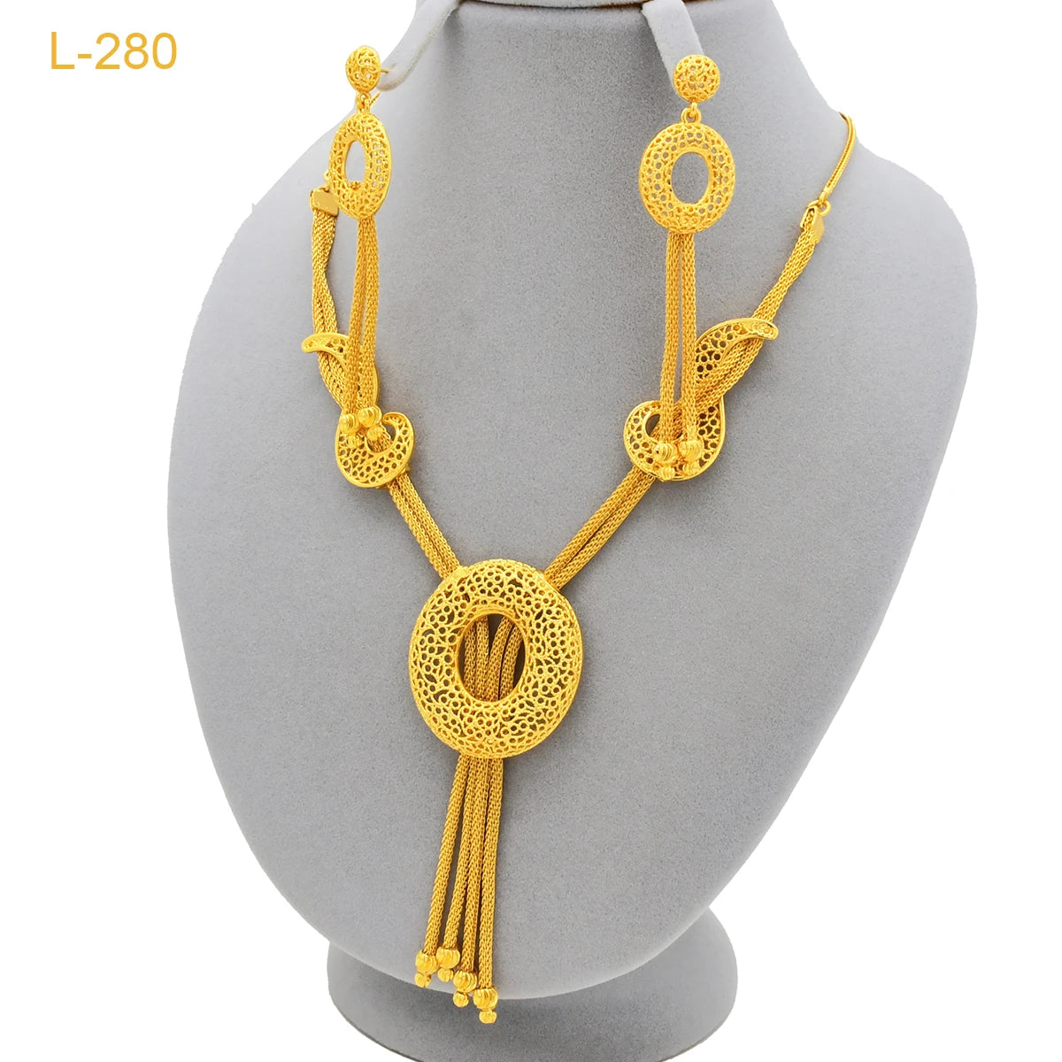 Dubai 24k Gold Plated Butterfly Pendant Necklace Earrings Set for Girls African Drop Earrings Jewelry Sets Bridal Wedding Gifts - Hiron Store