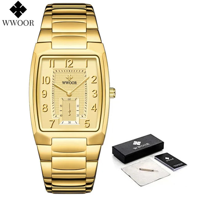 WWOOR 2024 New Gold Women Watches Creative Steel Bracelet Ladies Square Waterproof Female Relogio Feminino