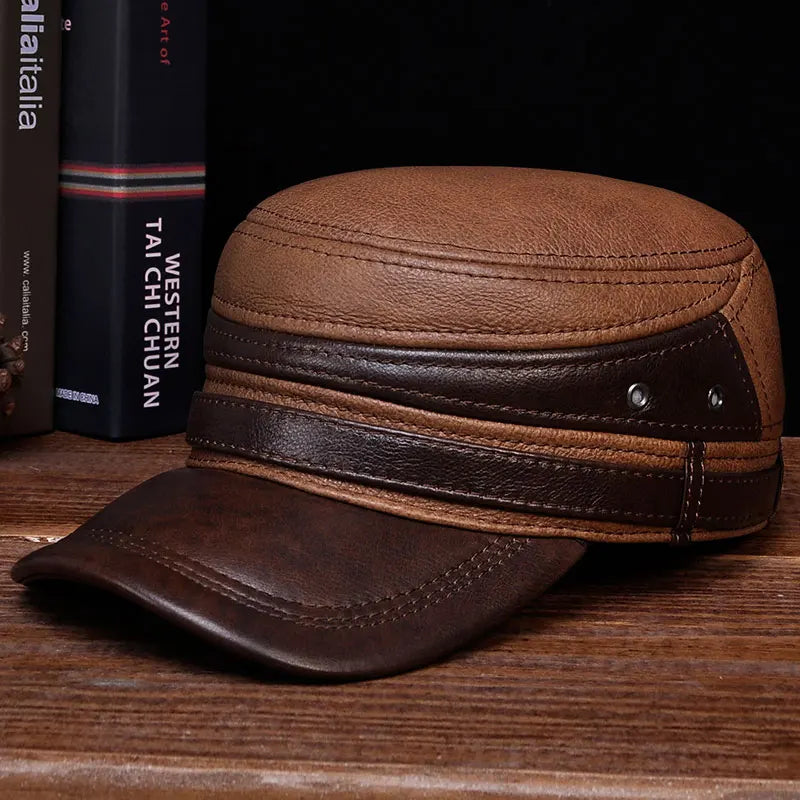 New Style Genuine Leather Baseball Men's Real Cow Leather Cap Hats
