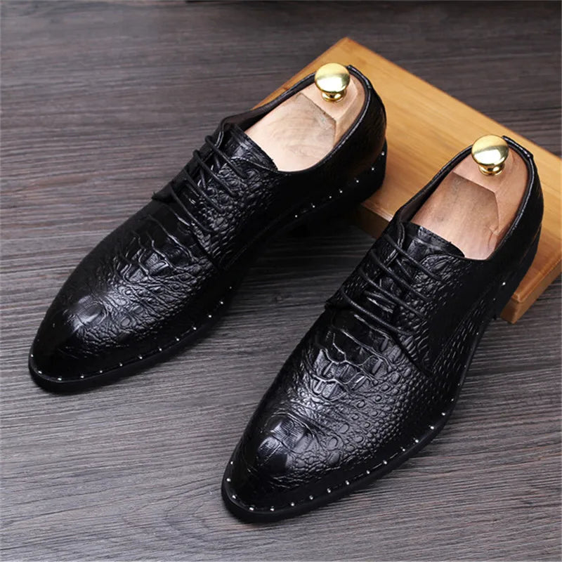 Men's Crocodile Leather Shoes Wedding Shoes Party Shoes Mens Business Office Shoes Fashion Shoes
