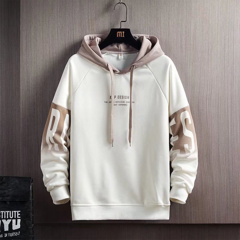 Men Sweater Autumn and Winter, Loose Letter Printed Korean Fashionable, Casual fleece-lined ,Long Sleeve Jacket