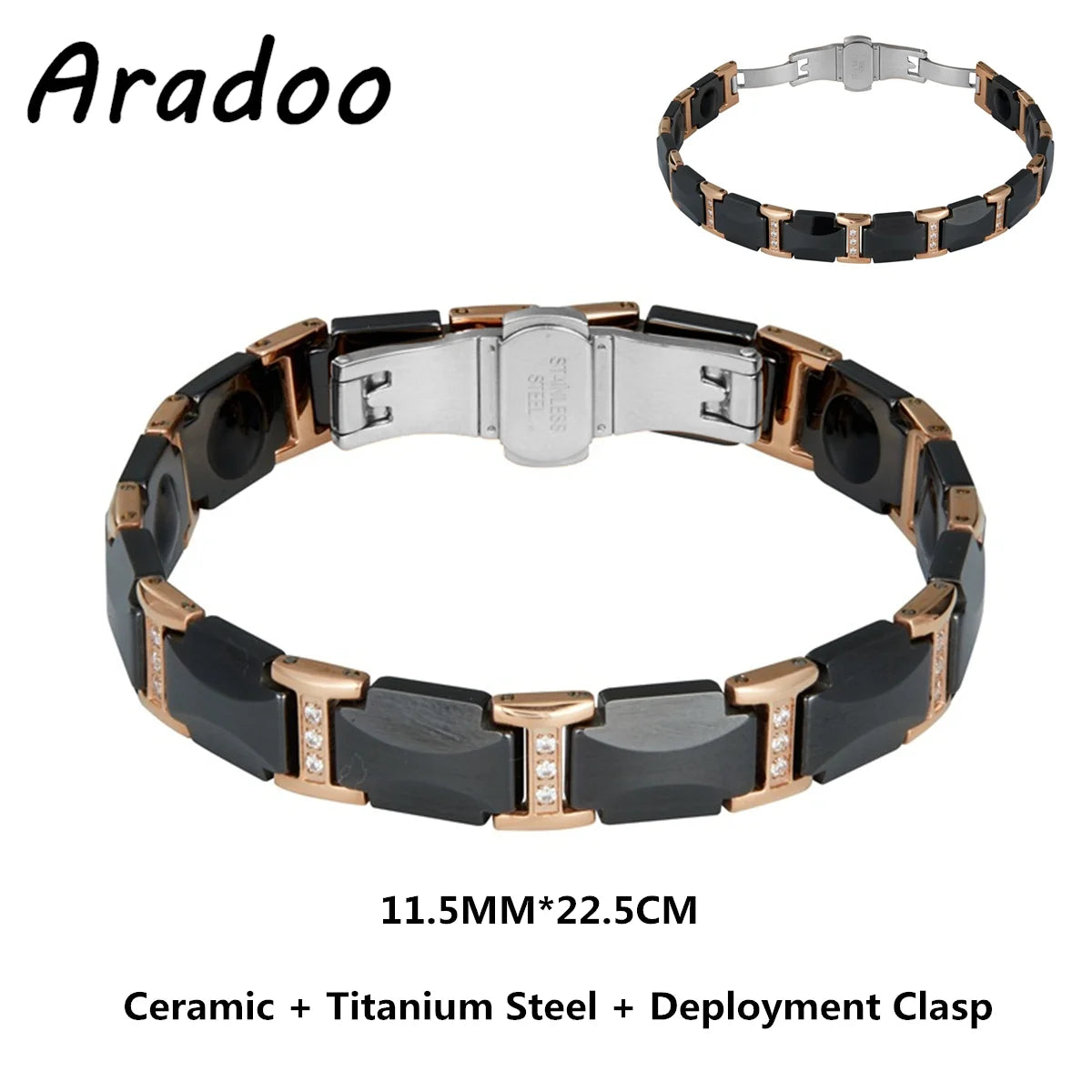 Aradoo Ceramic Negative Ion Anti-Radiation Bracelet Titanium Steel Magnetic Fat Burning Weight Loss Bracelet