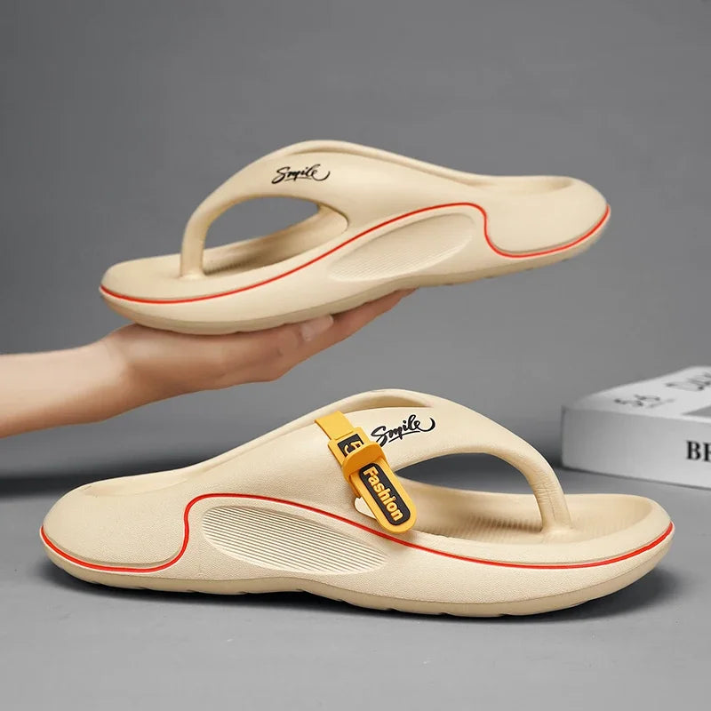 Summer Men's Flip Flops Indoor Outdoor Beach Sandals Thick Soft Sole Bathroom Slides Shoes Man Non-slip Home Slippers