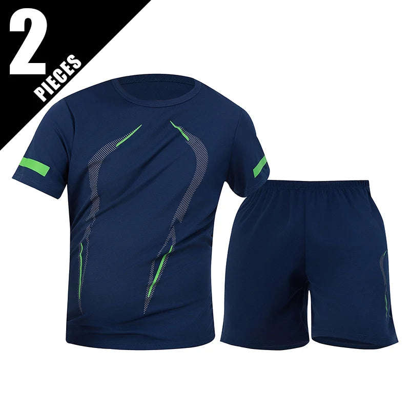 2/6 Pack Plus Size Men's Short-sleeved Shorts Suit Leisure Sports Running Fitness T-shirt Joker Shorts Teen