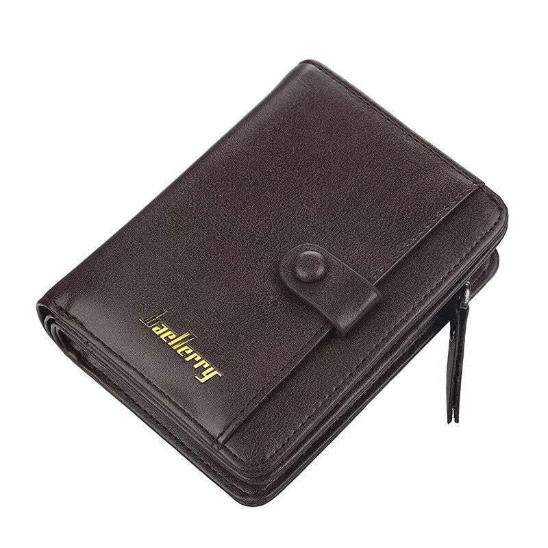 Fashion Men Wallets High Quality PU Leather Zipper Short Design Card Holder Male Purse with Coin Pockett Holder Men Wallets - Hiron Store