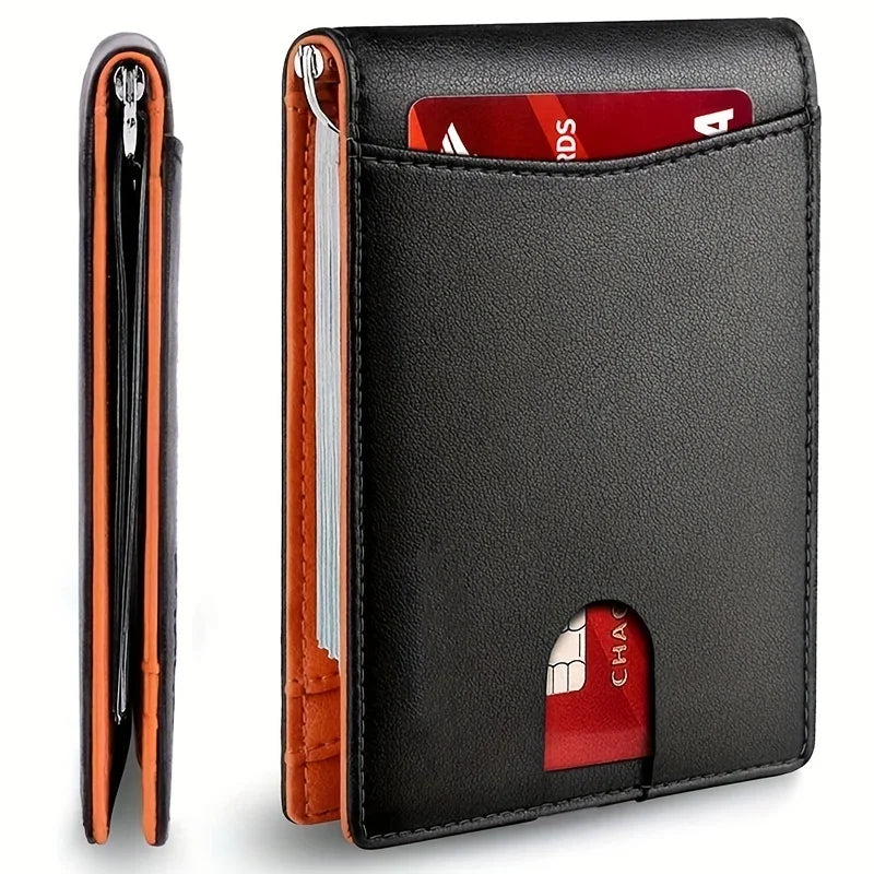 Synthetic Leather Slim Wallet for Men Credit Card Holder Money Clip Blocking Men Thin Bifold Wallet Money Bag