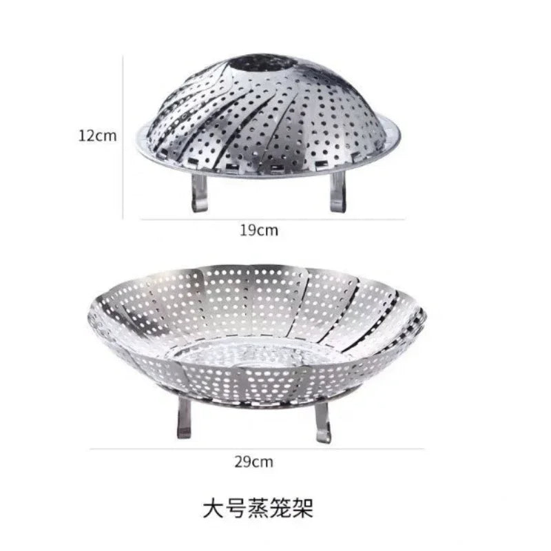 Folding Dish Steam Stainless Steel Food Steamer Basket Mesh Vegetable Cooker Steamer Expandable Pannen Kitchen Tool