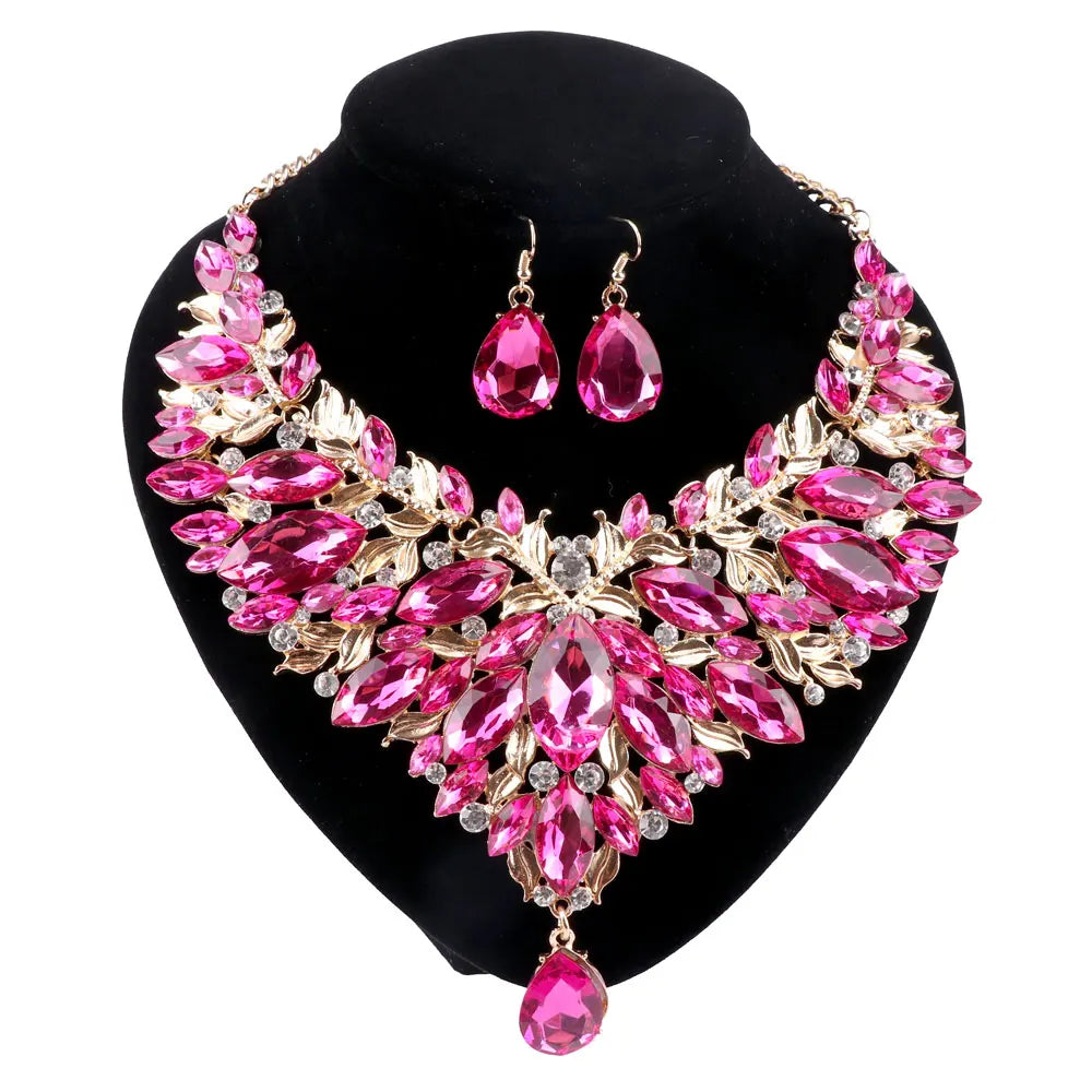 CYNTHIA Crystal Rhinestone Women Jewelry Sets Bridal Wedding And Party Earrings Necklace