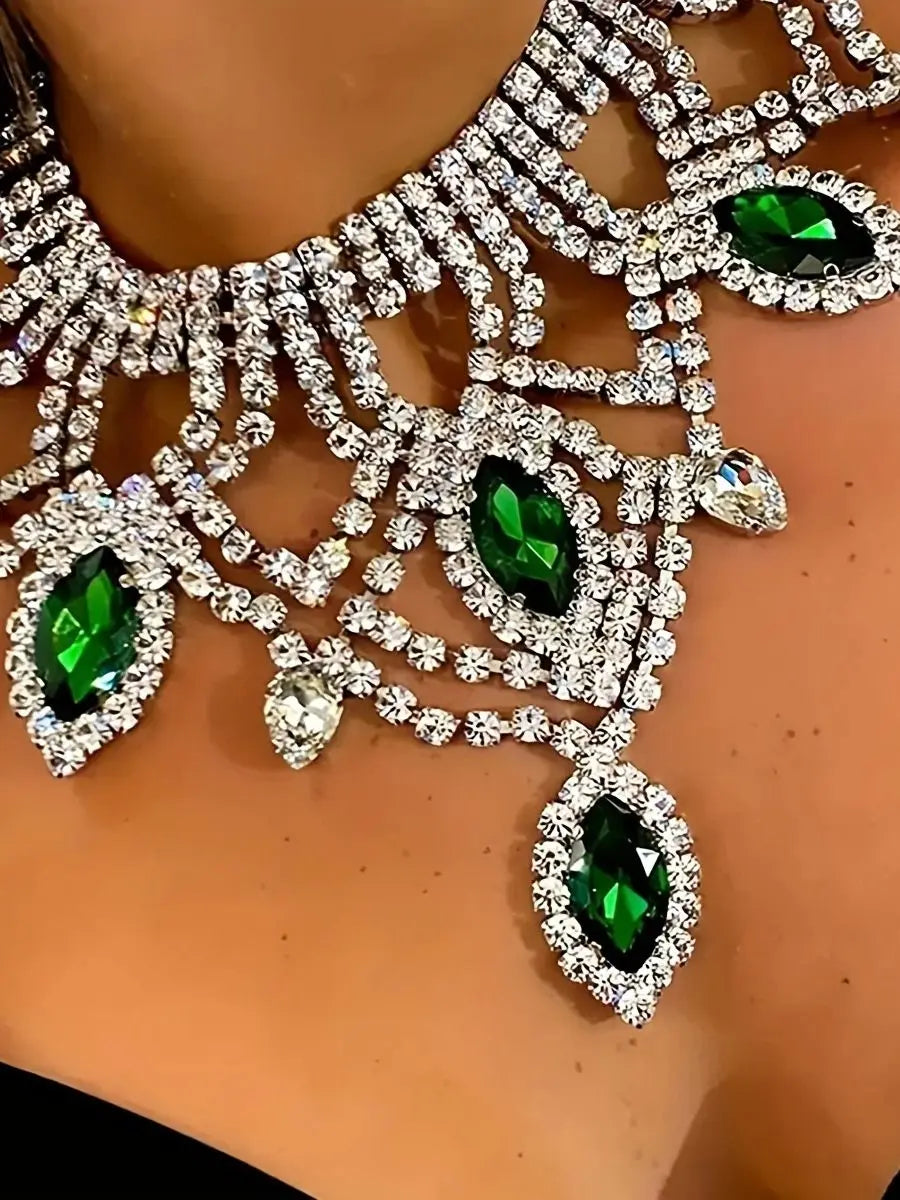 Shiny Droplet Rhinestone Necklace Fashion Luxury Bridal Wedding Party Jewelry Necklace