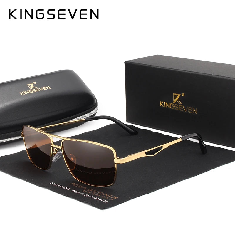 KINGSEVEN Brand Designer Polarized Sunglasses, For Driving Men Square Sun Glasses, For Men's Fashion Travel