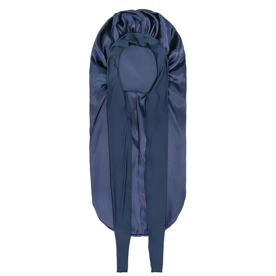 Large Hair Long Silk Bonnet Cap With Elastic Satin Hair Band Comfortable Head Cover Night Sleep Hat