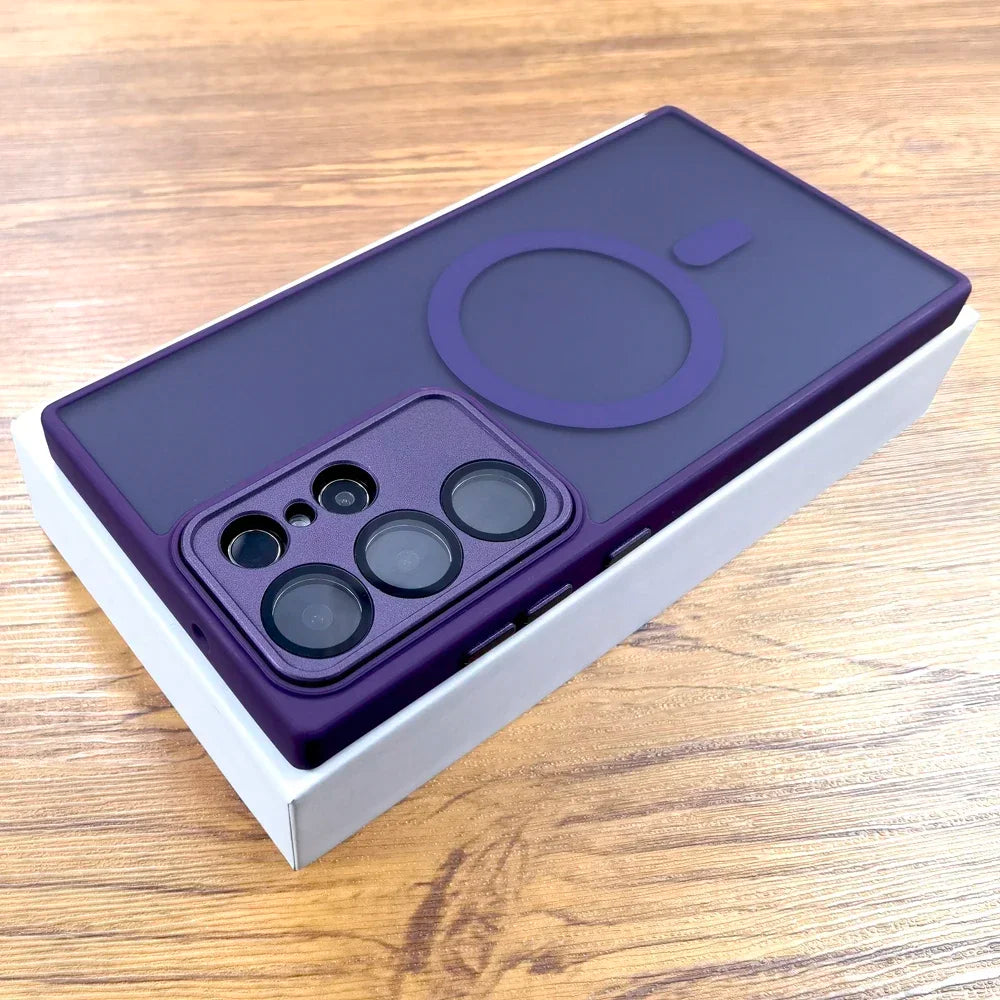 Luxury Matte Case For Samsung Galaxy S25 S24 23 S22 Ultra Plus Wireless Charge Camera Glass Covers