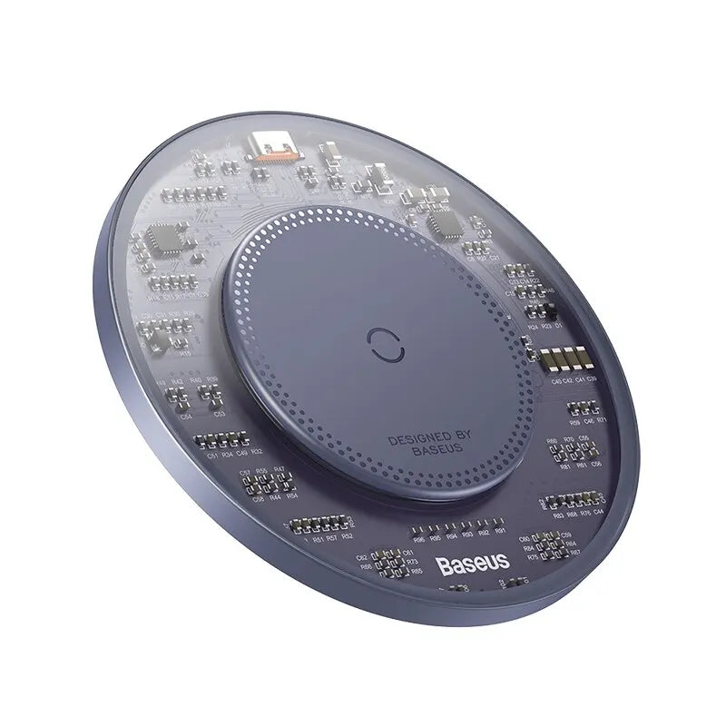 Fast Wireless Charger For iPhone 16 15 For Air pods Visible Qi Wireless Quick Charging Pad