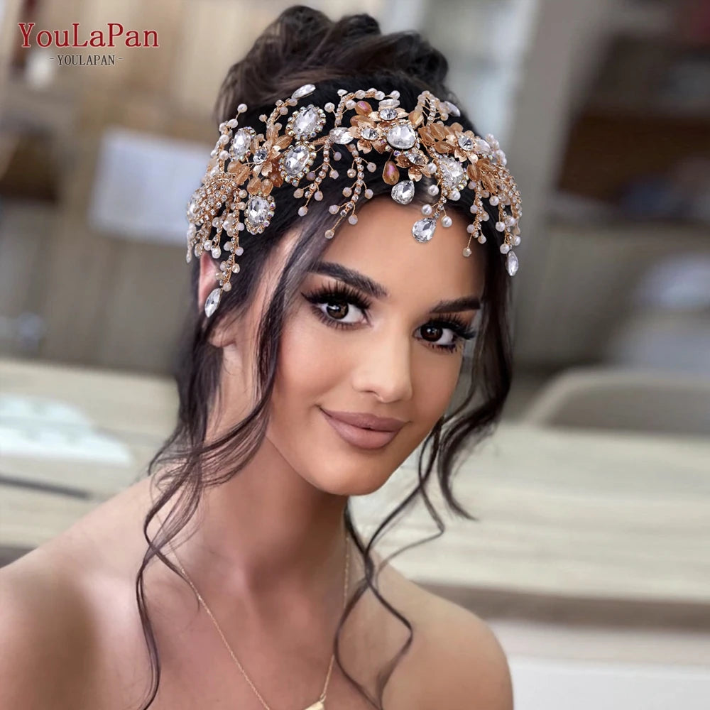 Rhinestone Bridal Headband Headdress for Women Crystal Headpiece Zircon Headwear
