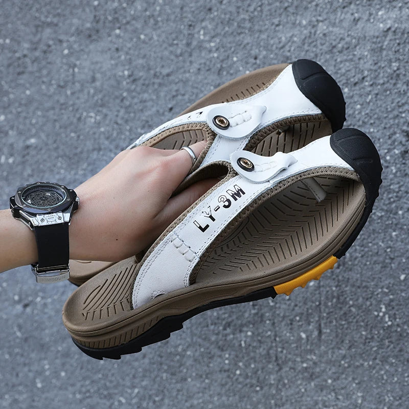 Genuine Cow Leather Shoes Men Sandals Mens Flip Flops Men's Casual Shoes