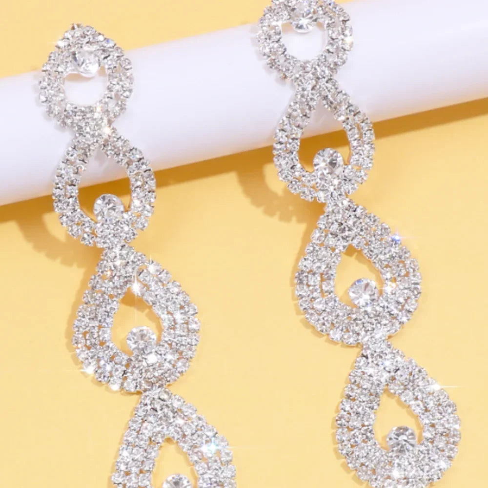 2024 New luxury Crystal Drop Earrings Elegant Rhinestone Long Earring Jewellery