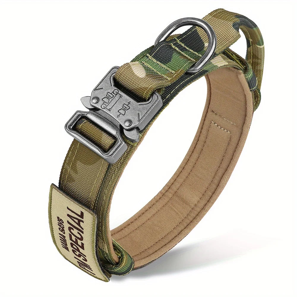 Tactical Dog Collars with Handle Military K9 Collar with Patch Outdoor Training and Walking
