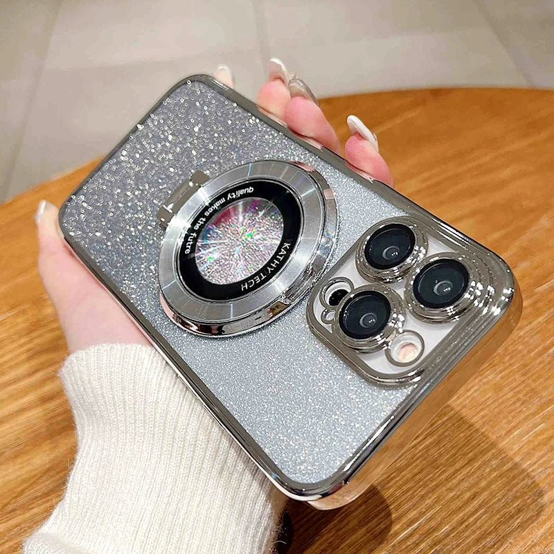 Glitter Plating Holder Silicone Case For Samsung Galaxy A16 A15 A25 A35 A55 A14 A24 A34 A54 5g Stand Cover
