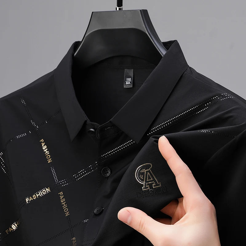 Luxury High Quality Ice Silk ventilate Short Sleeve polo shirt Men's Top Summer Brand Embroidery Casual Paul T-shirt