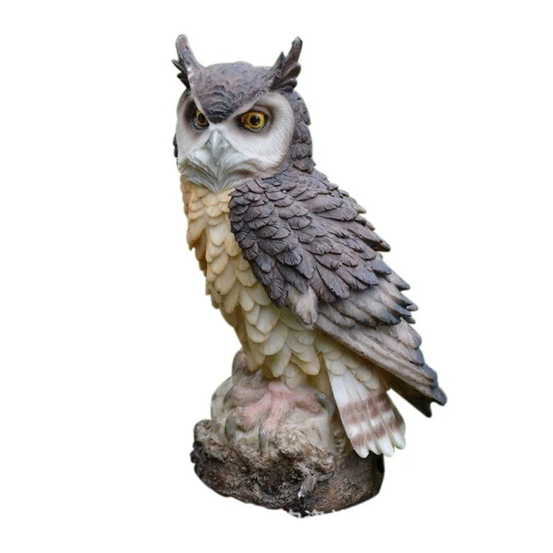 Home Art Craft Cute Decoration Owl Shape Resin Desktop Lifelike Indoor Garden Figurine Ornament Outdoor Anti-bird Collection - Hiron Store