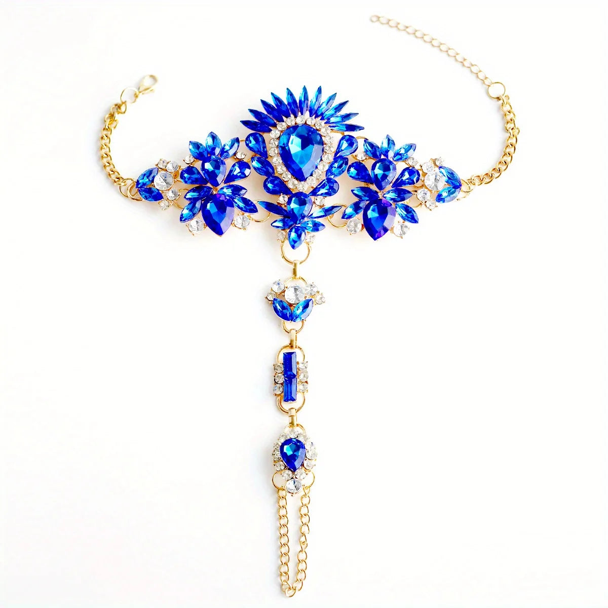 Exaggerated Boho Style Personality Toe Ring Anklet With Colorful Faux Crystal Seaside Beach Accessories