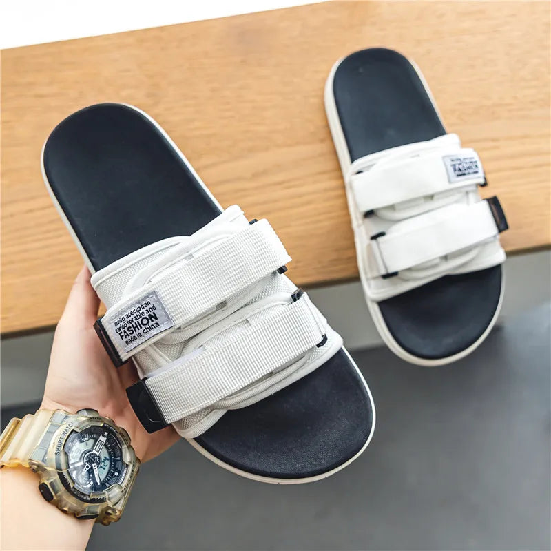 Men's Outdoor Slippers Indoor Casual Slippers Non-slip Soft Bottom Hook Loop Slippers Summer Sandals Flip-flop