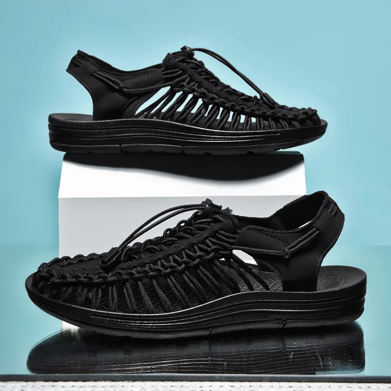 Summer Men Sandals Women Slippers Weaving Design Breathable Casual Flat Sandals