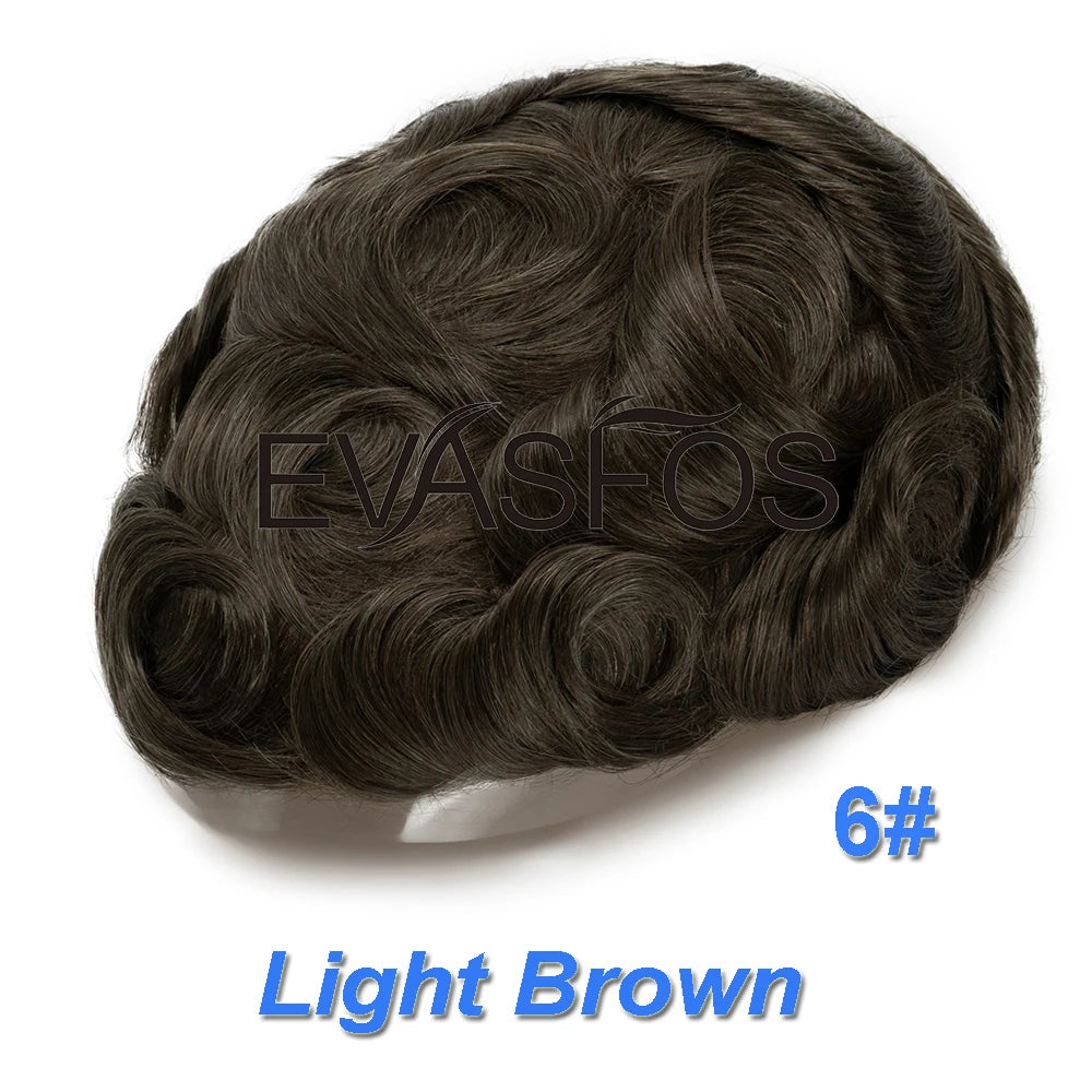 Natural Hairline Bleached Knots French Lace Front Men's Toupee, Poly Skin Hairpieces, Hair Replacement Systems, Various Color