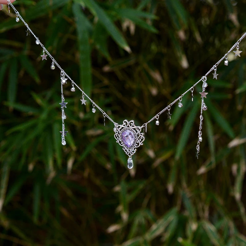 Fairy core Crystal Long Tassels Teardrop Hair Chains Fairy Elf Forest Hairclip for women