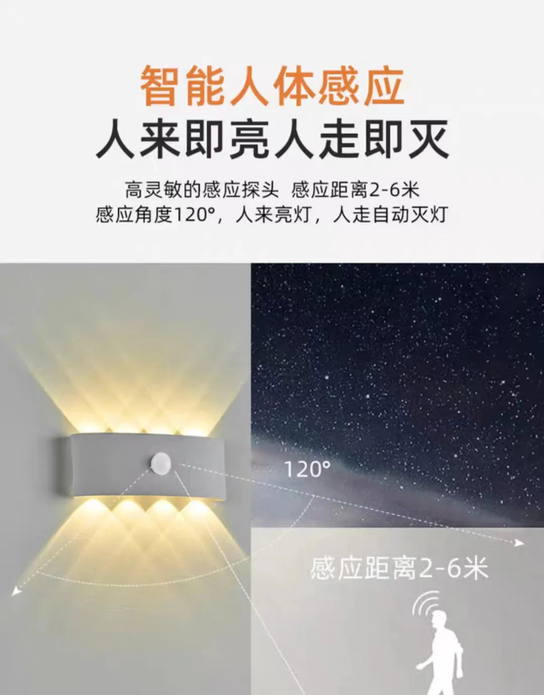 6/8/12W PIR Motion Sensor LED Indoor Outdoor Waterproof Aluminum Garden Porch Light Corridor Living Room Lights