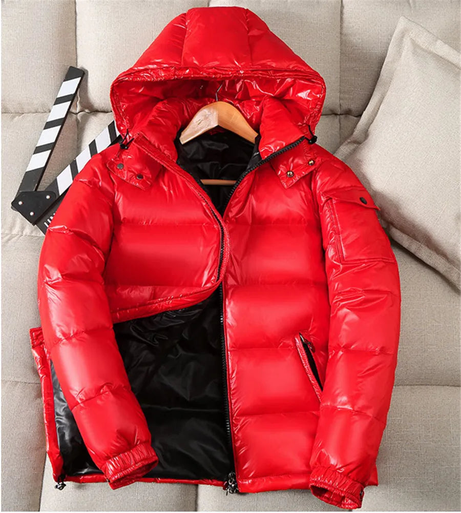 2027 New Fashion Waterproof Jackets, Men's Cotton Padded Warm , High Quality Glossy Couple Winter, Coats Red Thick Outerwear