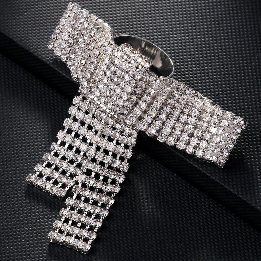 Crystal Large Bow Rings Wedding Finger Decoration Open Ring