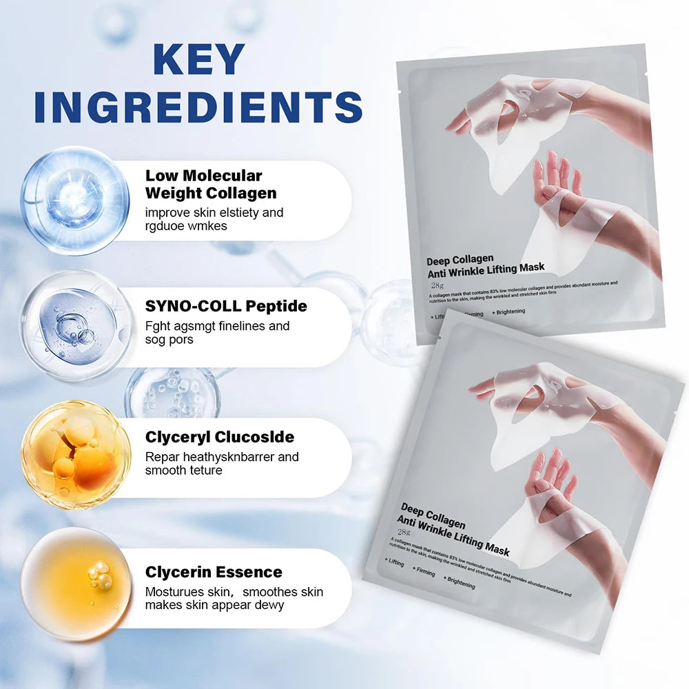 Deep Collagen Anti-Wrinkle Lifting Mask, Face Mask Overnight, Firming Moisturizing(5Pack)