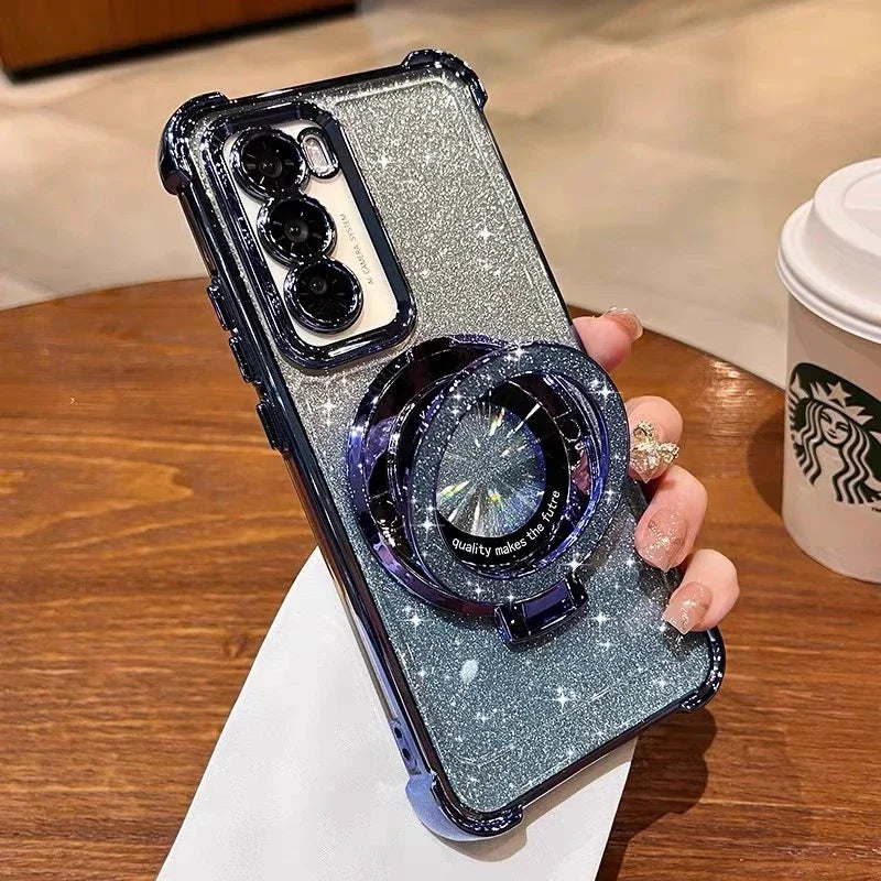 Luxury Glitter Magsafe Magnetic Ring Stand Case for Samsung Galaxy S24 S23 S25 Ultra A55 A35 A25 A15 A05S A71 A54 A53 A52 Cover