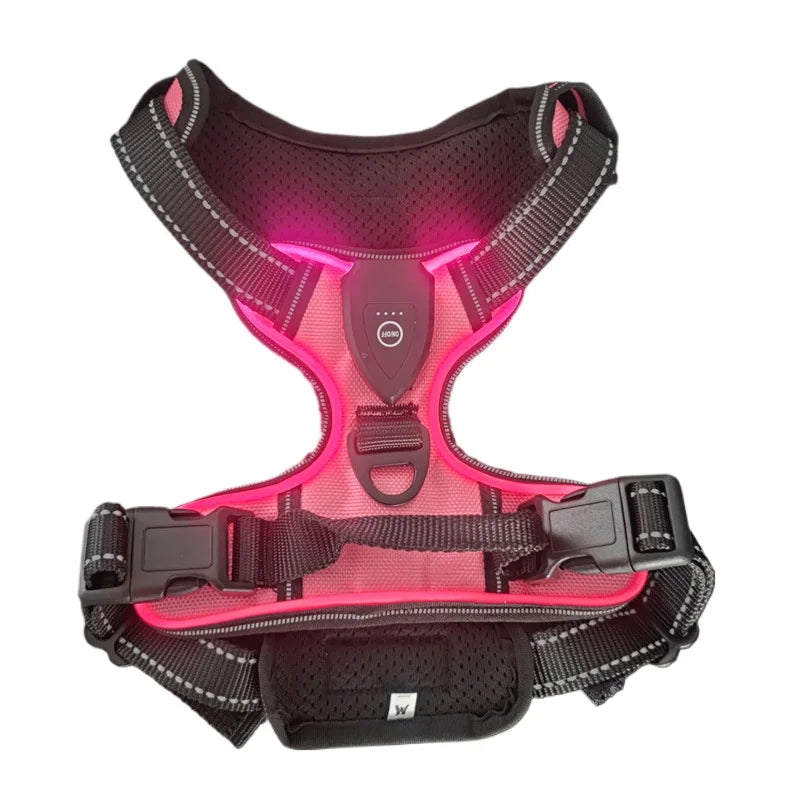 Dog Harnesses Essential for Dog Walking Safety at Night Dog Vest with Three LED Light Modes Rechargeable