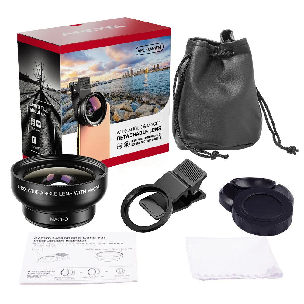 Professional Phone camera lens 12.5x Macro Camera Photo HD 0.45x Super Wide Angle Lens For Samsung iPhone all smartphones