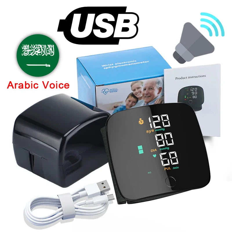 Blood Pressure Monitor LED Display Fast Measurement Digital Tensiometer BP Tonometer Heart Rate USB