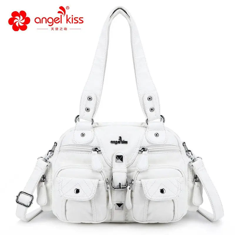 Angelkiss Women Handbags Satchel, Top-handle Handbag PU Shoulder Bag, Dumpling Pack Phone Money Bag