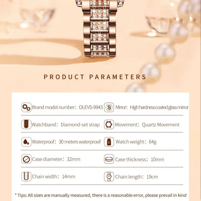 Diamond Watch for Women Luxury Stainless steel Waterproof Quartz Wristwatch