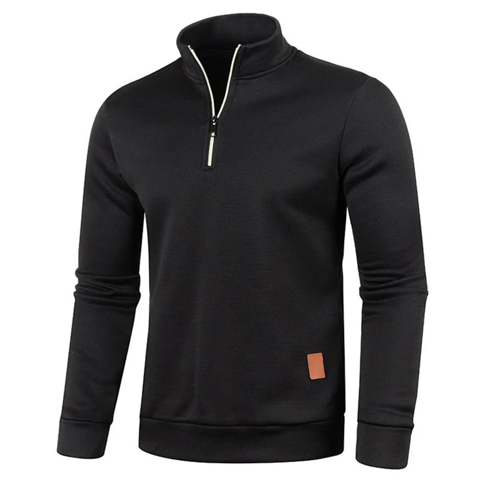 Men Sweatshirts Spring Thicker Pullover Half Zipper Pullover for Male Hoody Outdoor Sweatshir Autumn Solid Color Turtleneck Swea - Hiron Store