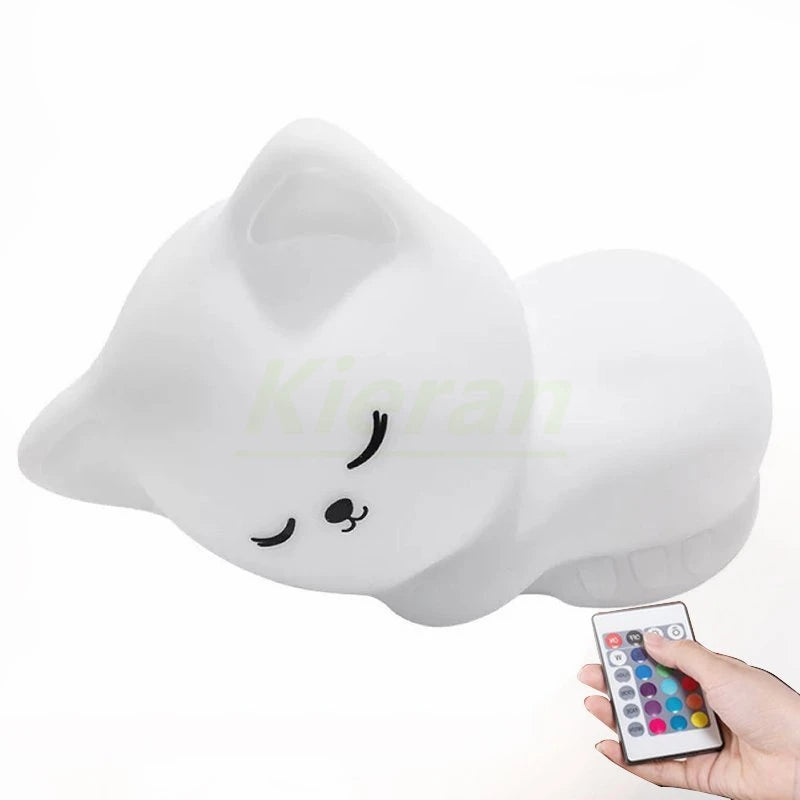 Soft Silicone Cat Seven Colours LED Night Lights USB Rechargeable Floor Lamp Room Decor Light