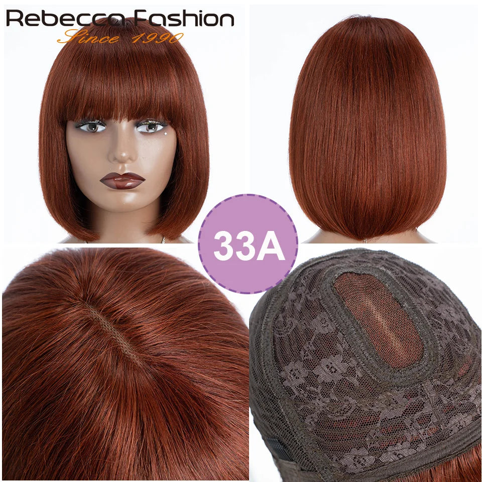 Straight Hair Wigs With Bangs Fringe Middle Part Bob Lace Wigs Realistic Scalp Brazilian Straight Bob Lace Wigs