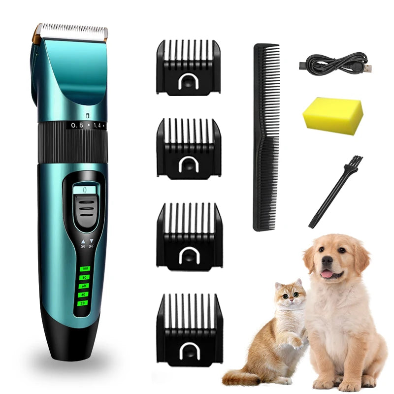 Professional Pet Hair Clipper Rechargeable Dog Cat Trimmer Battery Display Grooming Haircut Low Noice Razor