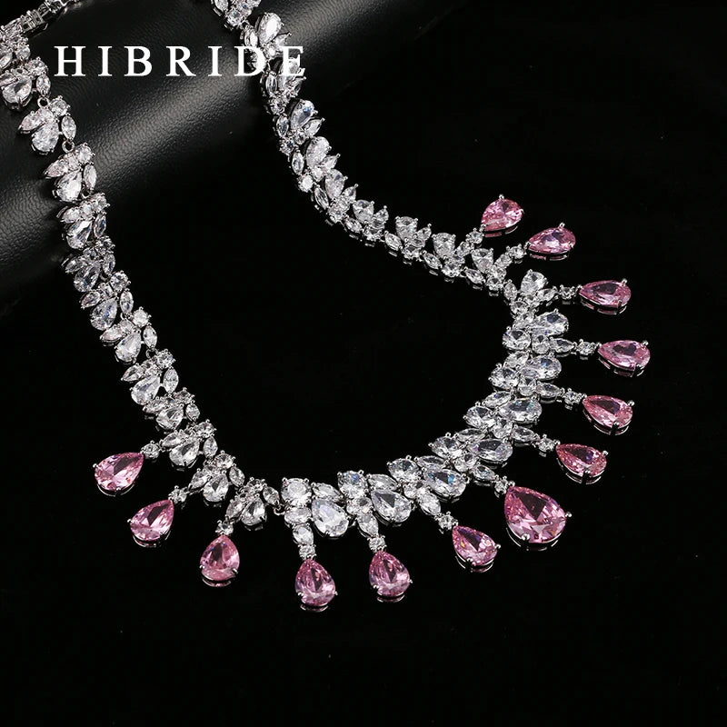 Top Quality Tear Drop Shape AAA Cubic Zirconia Bridal Wedding Jewelry Sets,White Gold Color Jewelry Set N-59 - Hiron Store