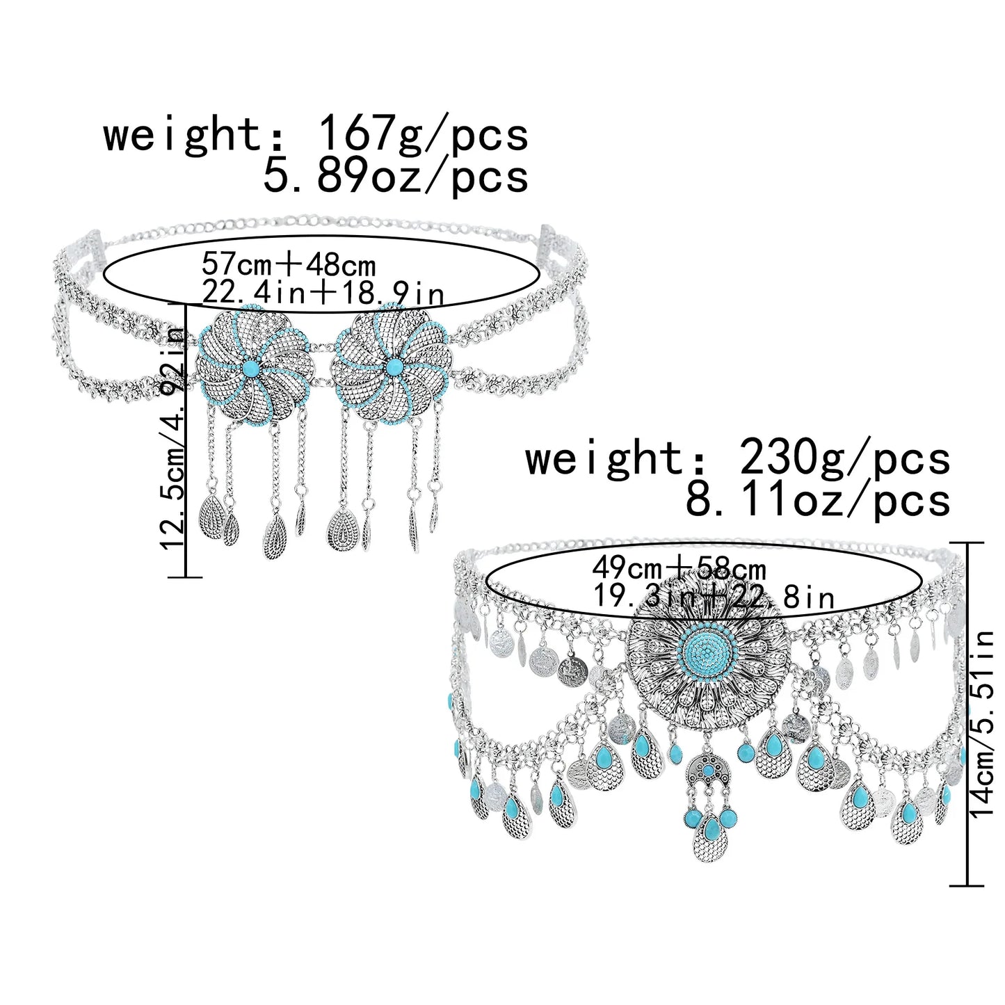 Coin Tassel Waist Chain Belly Turkish Gypsy Body Chain Dance Jewelry Bohemian Vintage Silver Plated Women Belt - Hiron Store