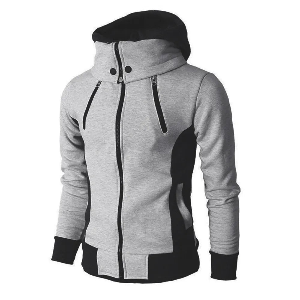 2024 Zipper Men Jackets Autumn Winter Casual Fleece Coats Bomber Jacket Scarf Collar Fashion Hooded Male Outwear Slim Fit Hoody - Hiron Store