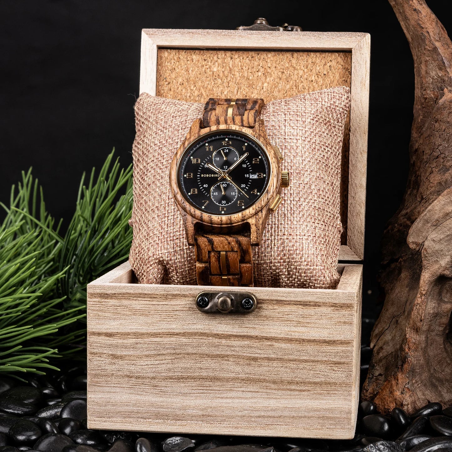 Wooden Men's Watch Handcrafted Vintage Stylish Natural Wood Quartz Wristwatch With Unique Design