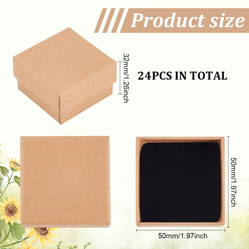 Cardboard Jewelry Boxes 3.54×3.54x1.18 Square Cardboard Box Paper Kraft Paper Gift Packaging Box for Christmas